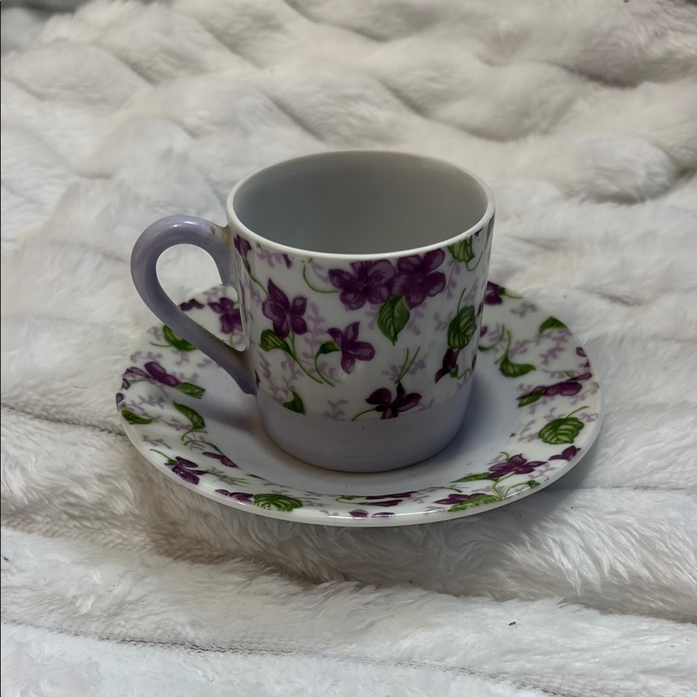 Minature Napco Ceramic Floral Teacup and Saucer Set